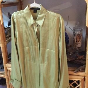 Linda Allard/Ellen Tracy lime green silk blouse